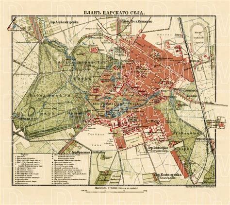 Old map of Tsarskoe Selo in 1909. Buy vintage map replica poster print ...