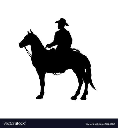 Black silhouette of cowboy on horse Royalty Free Vector