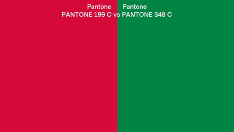 Pantone 199 C vs PANTONE 348 C side by side comparison