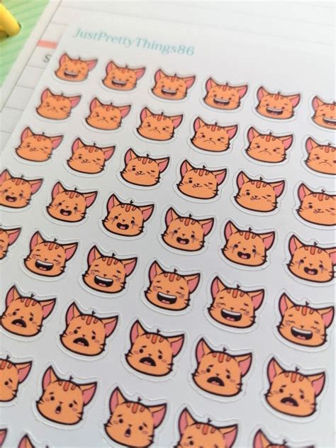 Cat Emoji Sticker Sheet Kawaii Cat Emoji Mood Stickers | Etsy