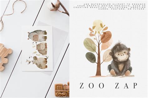 Watercolor Zoo Animal Clipart Collection - Design Cuts