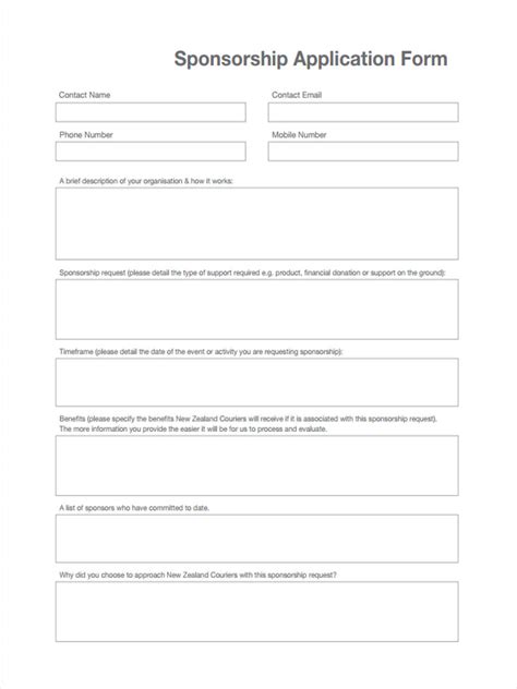 Sponsorship Application Form Template | TUTORE.ORG - Master of Documents