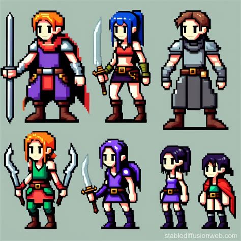 Pixel Art of 2D RPG Characters | Stable Diffusion Online