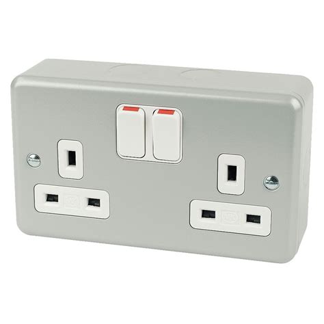 Buy electrical socket 13A 2-Gang DP Switched Plug Socket Metal-Clad ...