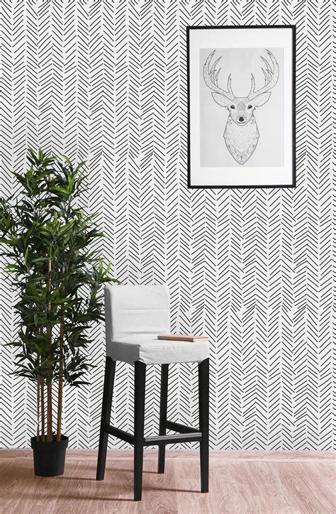 Black and White Geometric Sticks Removable Wallpaper-peel and Stick ...