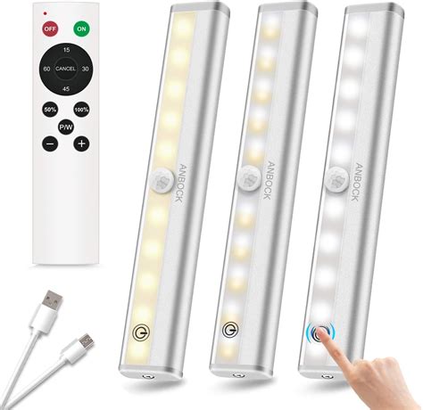 Anbock Wireless Under Cabinet Lighting Remote Control LED Closet Light ...