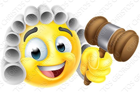 Court Judge Cartoon Emoticon Emoji | Photoshop Graphics ~ Creative Market