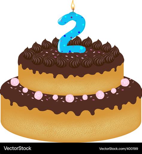 2 years old birthday cake Royalty Free Vector Image