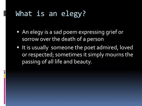 PPT - ELEGY POEM PowerPoint Presentation, free download - ID:963334