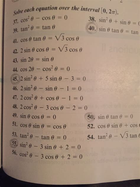 Solved Solve each equation over the interval (0, 2 pi). | Chegg.com