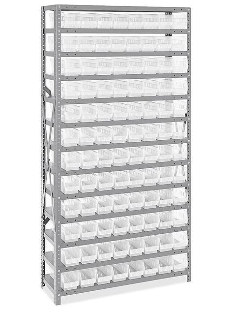 Shelf Bin Organizer - 36 x 18 x 75" with 4 x 18 x 4" Clear Bins H-4427 ...