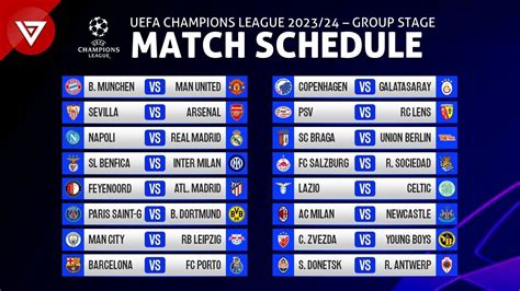 Match Schedule UEFA Champions League 2023/24 Group Stage - YouTube