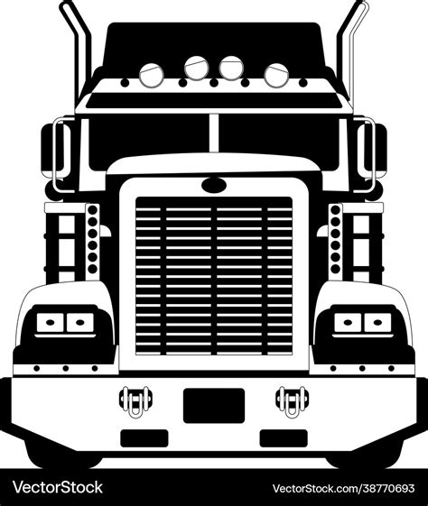 Semi truck front view Royalty Free Vector Image