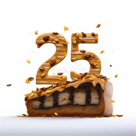 Cheese Cake with Beige and Amber Number 25 Design Stock Illustration ...