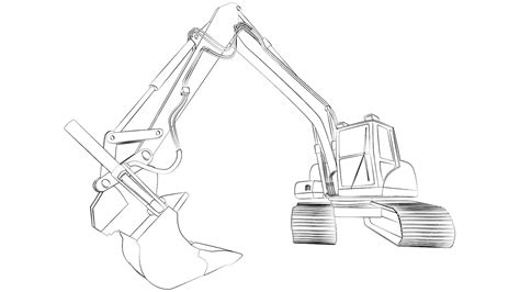 Premium Vector | Excavator outline in perspective view isolated design ...