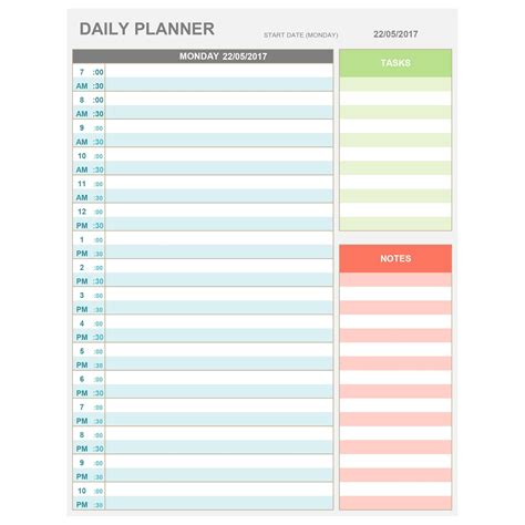 EXCEL Daily Hourly Planner Printable & Editable. Daily Planner | Etsy