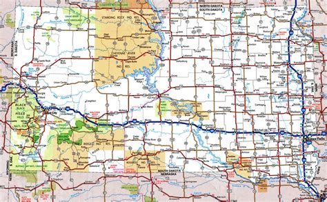 South Dakota road map with distances between cities highway freeway