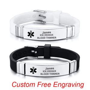 Life Saving Medical Alert ID Bracelet Silicone Emergency Wristband ...