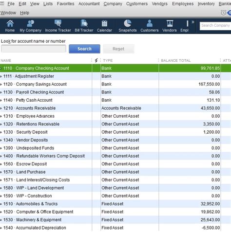 Sample chart of accounts quickbooks