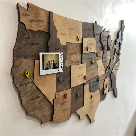 Wooden US Map Wood United States Map Wood Wall Art USA Travel - Etsy ...