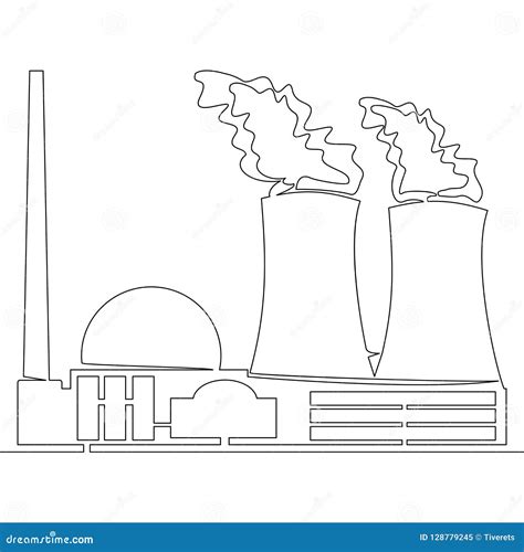 Continuous Line Nuclear Power Plant Concept Vector Stock Vector ...