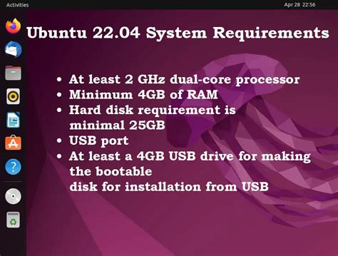 Ubuntu 22.04 System Requirements