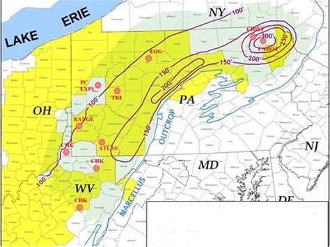 EXCO Resources Map of Marcellus shale - WV Surface Owners' Rights ...