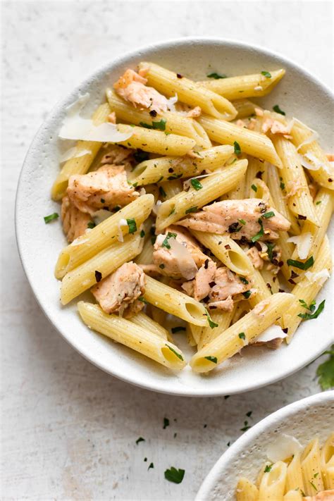 Garlic Butter Salmon Pasta • Salt & Lavender