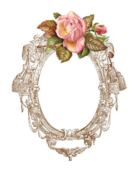 Antique Images: Free Digital Frame: Printable Frame with Pink Rose ...