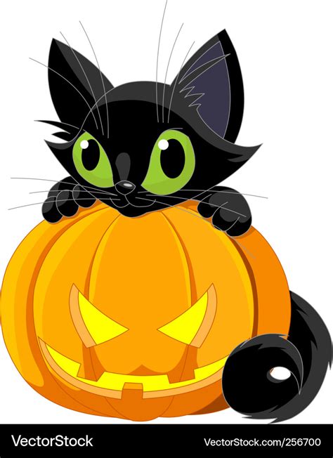 Halloween black cat Royalty Free Vector Image - VectorStock