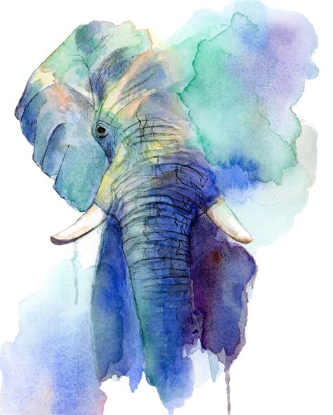 Elephant Watercolor Painting Wall Art - Etsy UK