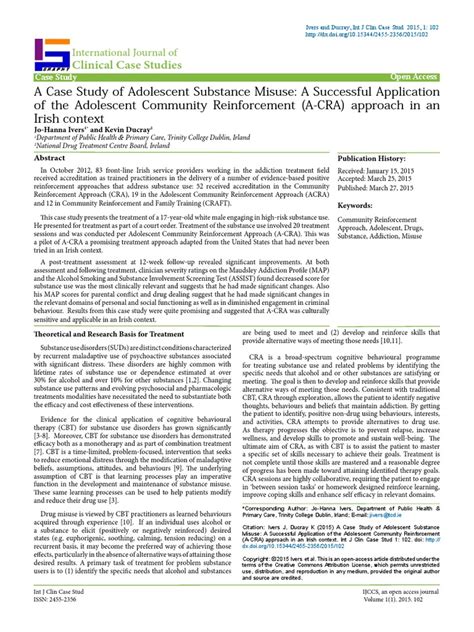 A Case Study of Adolescent Substance Misuse | Download Free PDF ...