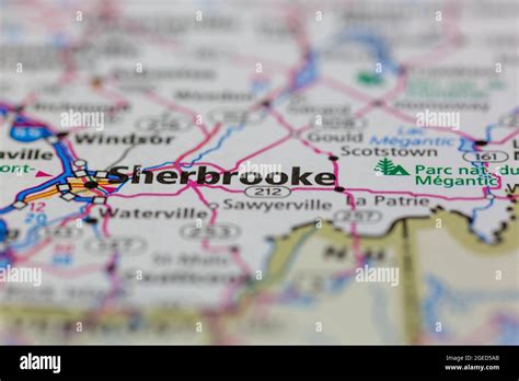 Sherbrooke Quebec Canada shown on a road map or Geography map Stock ...