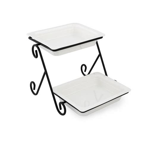 2pc Rectangular Plate Stand, Deep Dish Ceramic Food Platter Commercial ...