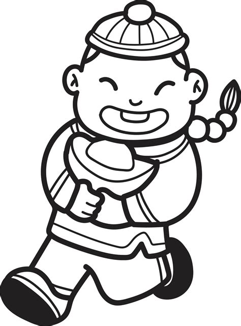 Hand Drawn Chinese boy and money illustration 16838188 Vector Art at ...