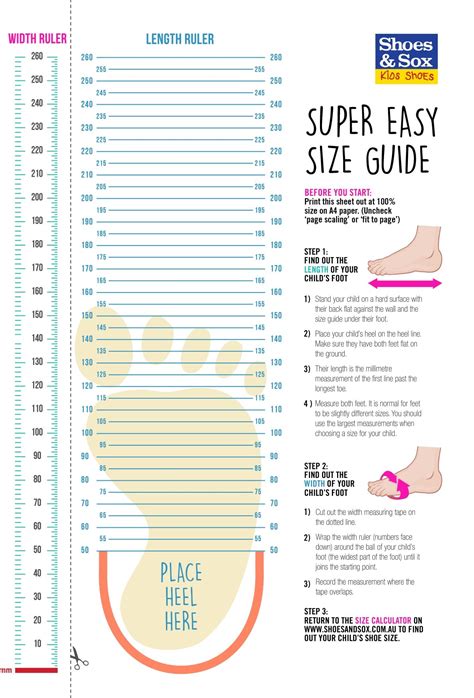 Shoe Size Chart For Measurements