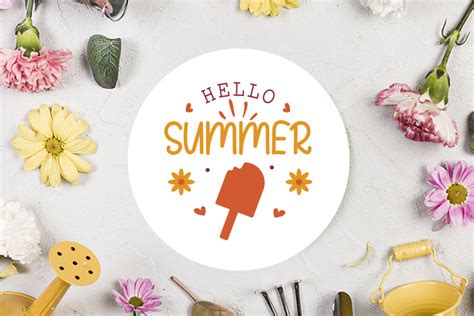 Summer Round Sign SVG, Hello Summer SVG | ArtBubbles