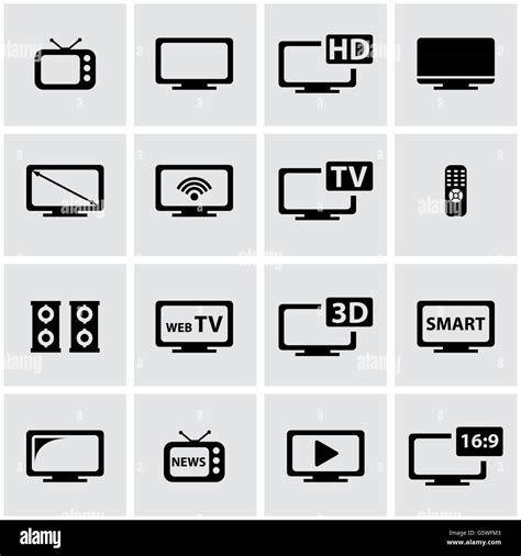 Vector black tv icon set Stock Vector Image & Art - Alamy