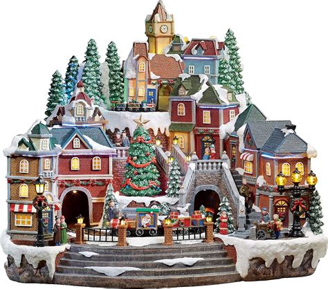 Christmas Village Centerpiece Decor, Tiered Village Town Center, with ...