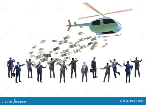 Businessman in Helicopter Money Concept Stock Photo - Image of ...