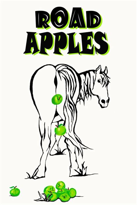 a horse that is standing in the grass with apples on it's back side