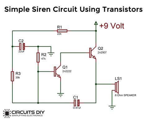 Simple Siren Circuit Using Transistors