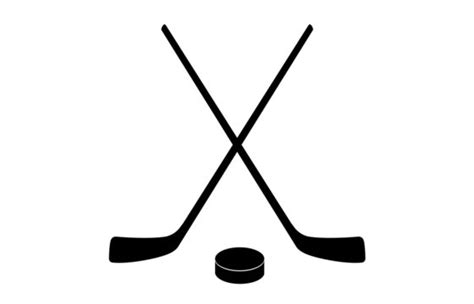 Hockey Sticks Crossed With Puck