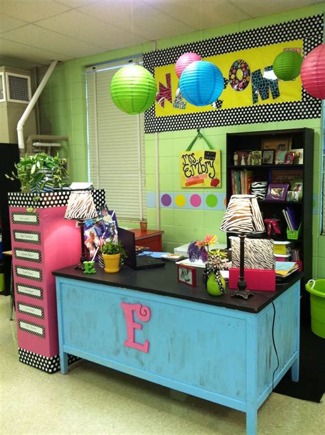 Classroom decor, Teacher desk organization, Teacher desk