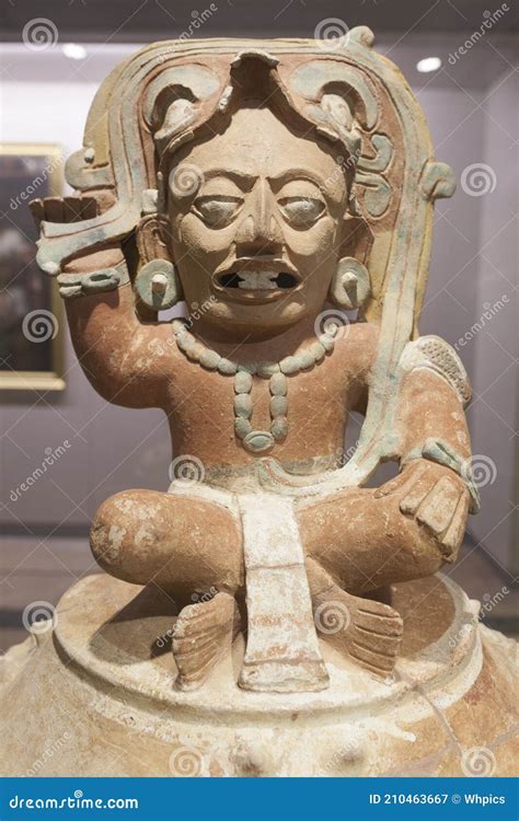 Funerary Urn Depicting Kinich Ahau Yucatec Sun God. Mayan Culture, 600 ...