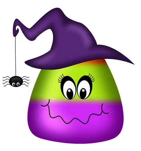 a cartoon pumpkin with a witch hat on it's head and a spider hanging ...