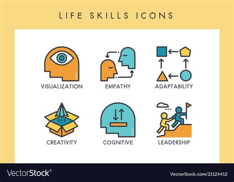 Life skills icons Royalty Free Vector Image - VectorStock