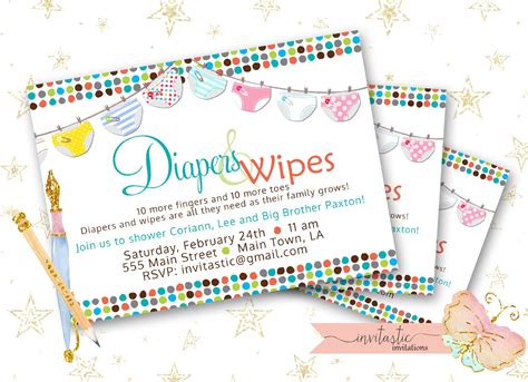 Diaper Baby Shower Invitation Diaper and Wipe Gender neutral | Etsy