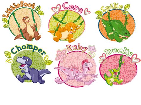 The Land Before Time Character Badges by DigiPonyTheDigimon on DeviantArt