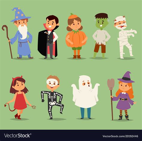 Cartoon cute kids wearing halloween costumes Vector Image